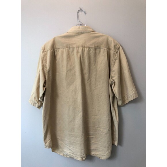 Woolrich Men's Size XL Heavyweight Tan Khaki Short Sleeve Button Up Shirt - Picture 3 of 7